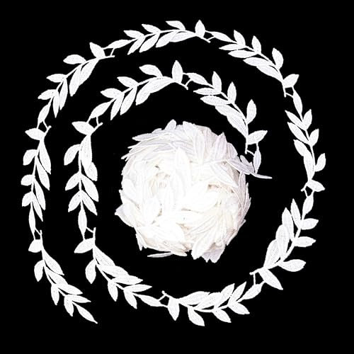 Spitzenband mit Blattkante, Venedig, ca. 7 m, Stickerei-Aufnäher, Applikation für Hochzeit, Brautkleid, Schleier (weiß)