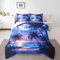 Bettwäsche-Set mit tropischen Palmen, Hawaii, Meer, Nacht, Sternenhimmel, Ozean, für Erwachsene, Wohnzimmer, Glitzer, Mond, Himmel, romantisches Violett, 3-teilig mit 2 Kissenbezügen, King-Size-Bett
