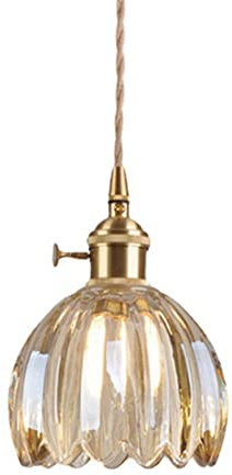 Modern Pendelleuchte Nordische Glas-Pendelleuchte, Blumen-Beleuchtungsschirm, Messing-Hängelampe, Deckenleuchte, Schlafzimmer, Nachttisch, Esszimmer, Loft, Café, Bar, Hängeleuchten(Bruin)