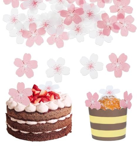 Giantree 60 Stück Essbare Tortendeko Blumen, Tortendeko Hochzeit Essbare Blüten Tortendeko Cupcake Topper Essbare Blumen Tortenaufsätze Essbare Blumen für Torte Tortendeko Blumen