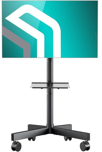 ONKRON Mobile TV Stand on Wheels for 26 - 55 Screen, Small TV Trolley Stand on Wheels Weight up to 35 kg - TV Floor Stand VESA 100x100 - VESA 400x400/Height Adjustable TV Stand Tilt TS1131-B Black