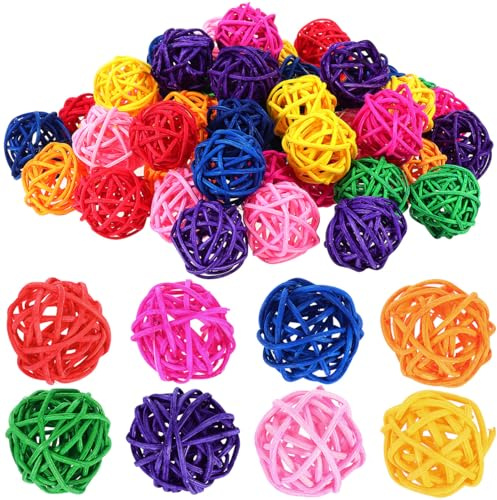 STOBAZA 100 Stück Rattan Kugeln Bunt 1.18In Dekokugeln Für Aromatherapie Party Rattan Anhänger Vasenfüller Bastelprojekte Fenster Baum Und Wand Deko Für Kindergarten- Und Weihnachtsfeier
