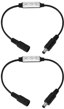 EMSea 2PCS LED Strip Lights Dimmer Switch Cable DC5.5x2.1mm Male to Female Dimmer Cord DC 12-24V 6A for LED Light Strips Light Bars Hard Light Strips, Black