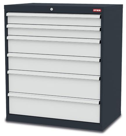 STIER Schubladenschrank mit 6 Schubladen BxTxH 900x575x1020 mm RAL 7016 / RAL 7035