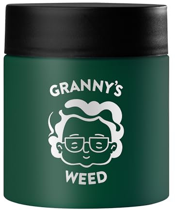 Granny's® Premium Stash Jar | Omas Kräuterglas | Bis zu 8 Gramm Fassungsvermögen | Grün | 100% Geruchsdicht | UV-Schutz Garantie | Geschenke-Set | Mit Kindersicherung im Deckel | 120 ml | Brokkoliglas