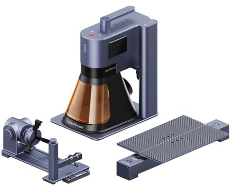 LaserPecker LP5 Deluxe 20W Grabadora Laser Fibra & Diodo, Precisión Ultraalta de 0,0027mm Velocidad de 10000mm/s Máquina de Corte & Grabado Láser Con varilla de extensión giratoria y corredera