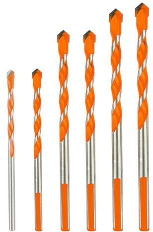 6Pcs Masonry Drill Bits Set 4/5/6/7/8/10mm Carbide Tipped Heavy Duty YG8 Drill Bits for Concrete, Brick, Tile, Metal & Wood