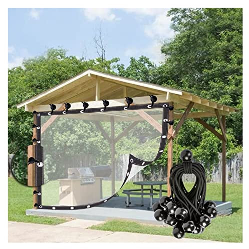 Outdoor-Terrassen-Vorhänge, wasserdicht, wärmeisoliert, Ösenvorhang für Balkon, anpassbar, 3 x 5 m, transparent