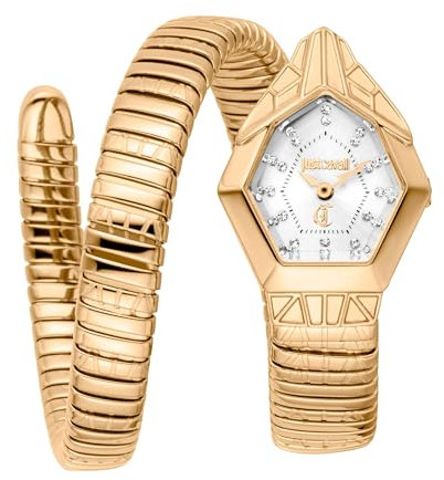 Just Cavalli Damenuhr Analog Quarz mit Edelstahlarmband JC1L358M0035, Silber/schwarz, Mode