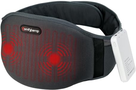 Comfytemp Ceinture Chauffante Lombaire, Coussin Chauffant Pour Dos Sans Fil Avec 3 Modes de Massage et 3 Niveaux de Chauffage, pour Soulager des Douleurs Lombaires, Abdominales, Jambes