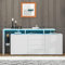 Jaxenor LED Hochglanz Sideboard Weiss, Sideboard mit 2 Holztüren 4 Schubladen, TV Schrank füR Schlafzimmer Buffetschrank Esszimmer, Foyerschrank, Weiß, 160 * 35 * 70cm