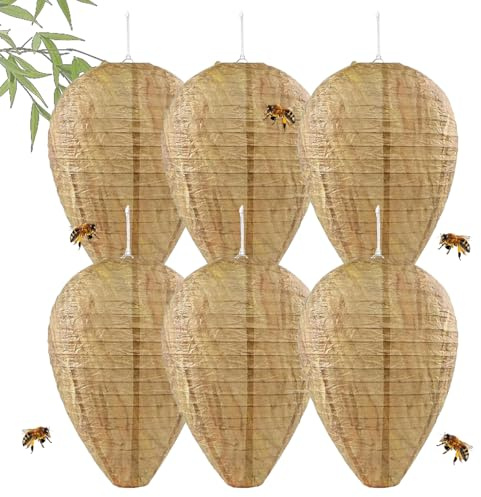 6 Stück Wespennest Attrappe Erfahrungen, Fake Wespennest, Künstliches Wespennest, Hängendes Gefälschtes Wespennest, Wasp Nest Dummy Weatherproof, Wespennest Attrappe Wetterfest Für Haus Und Garten