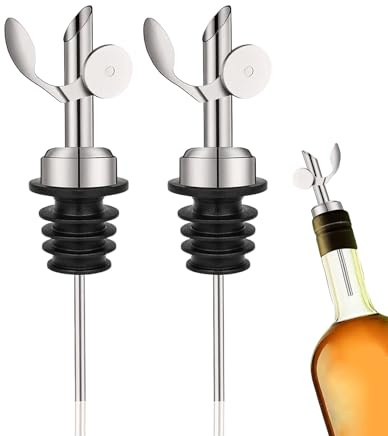 2 Pièces Bouteille Huile Olive Bec Verseur,d'olive Vin,Avec Cliquet, Bouchon Fermeture Automatique,Distributeur Pour Bouteilles, Acier Inoxydable,Alcool,aux d'environ 3/4 Pouce,Liqueur,Cocktails