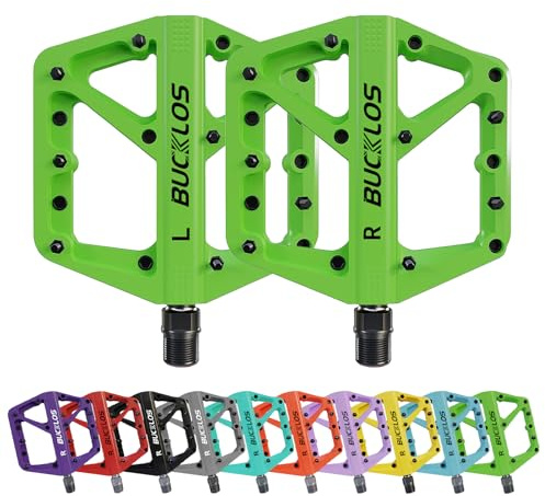 AEYINO Nylon Plattform Fahrradpedale - 9/16 | Große Plattform mit rutschfesten Pins, leichtes Nylon, 9/16 Achse passend für MTB, Rennrad, Gravel & Hybridräder