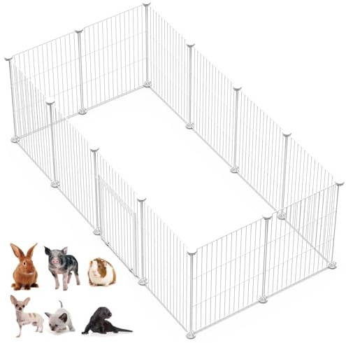 CZCPARY Kleintiergehege, Laypen mit Tür, Gehege für Hamster, Kaninchen, Meerschweinchen 43 * 32 12pcs(Weiß)
