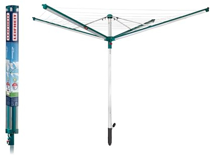 Leifheit Wäschespinne Linomatic 500 Deluxe, Wäscheschirm Leinenlänge 50 m | Automatischer Leineneinzug, Easy-Lift-System, 8 Bügelhalter, 2,03 m Leinenlänge, bis 5 Waschladungen, UV-beständig