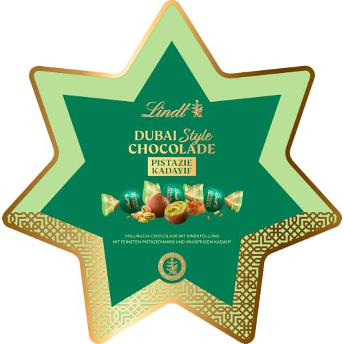 Lindt Schokolade | DUBAI STYLE Chocolade Milch, 149g Stern, Geschenk | Vollmilch Schokolade, Pistaziencreme & knuspriger Kadayif, zum Teilen & Verschenken, orientalische Spezialität, Genussmomente