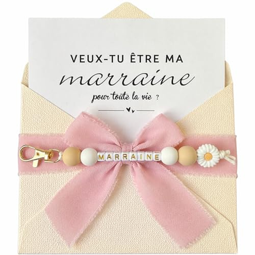 Cadeau Demande Marraine – Carte Veux-tu être ma Marraine ? avec Porte-Clés – Annonce Grossesse Originale, Idée Cadeau Baptême, Communion