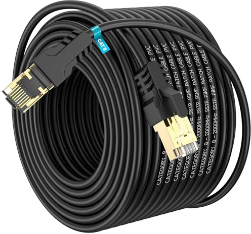YSONG Cable Ethernet 40 metros Cat 8 Cable de Red Cable Lan 40Gbps 2000MHz con Conector RJ45 Cat 8, Compatible con Steam Deck PC TV Box Router Servidor NAS