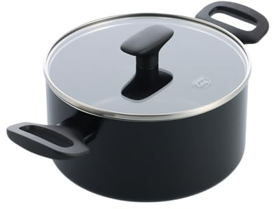GreenChef Tones Keramik-Antihaft-Kasserolle mit Glasdeckel, 20 cm/3,11 l, Induktion, PFAS-frei, Spülmaschinenfest, Ofenfest, Schwarz