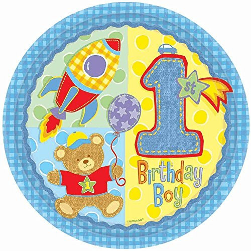 Amscan International Hugs and Stitches Boy 20.3 cm Assiettes en Papier, Lot de 8