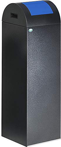 Selbstlöschender Wertstoffsammler, Volumen 89 l, BxHxT 320 x 1045 x 320 mm, antiksilber, Klappe blau.