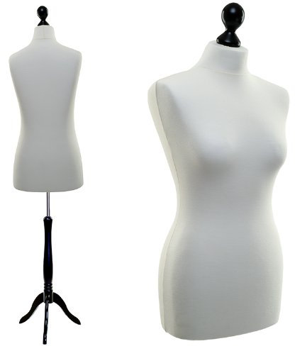 LUCCESI Schneiderpuppe | zum Probierpreis! | Größen S - XL (Female ♀) | Torso Size: M/L (38-40) | Wechselbezug Creme-Weiss | Standfuss schwarz | Damen - Schaufensterpuppe