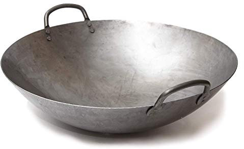 Craft Wok Großer, schwerer, handgefertigter Wok aus Carbonstahl im Kanton-Stil, 40 cm (Rundboden) / 731W87
