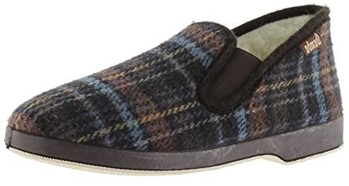 victoria Wamba Confortable Plaid Slippers & Sheepskin Interior & Elastic 202002 for Men Marron 43