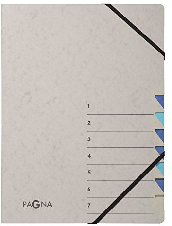 Pagna 44307-02 Ordnungsmappe 7 Fächer Easy Grey 1-7 blau