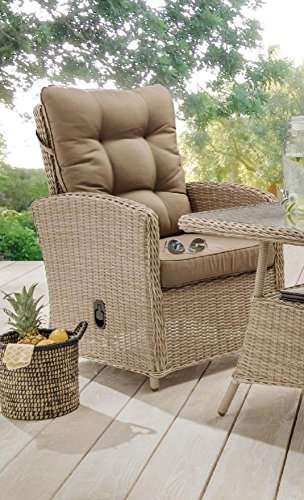Beauty.Scouts Sofasessel Pearl, Relaxsessel Gartenstuhl Gartensessel Polyrattan Pearl Shell Sitzpolster Taupe wetterfest BLH 63x100x110cm