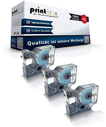 3x Print-Klex Schriftbänder kompatibel für Dymo D1 40913 Labelmanager 280 Labelmanager 300 Labelmanager 350 D Labelmanager 350 S0720980 9 mm x 7 m 9mmx7m BK auf W - Office Line Serie