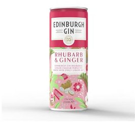 Edinburgh Gin Rhubarb and Ginger Gin Liqueur Mixed with Ginger Ale, 12 x 250ml