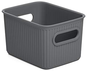 Tatay Caja Organizadora Rectangular Baobab, 1.5L de Capacidad, de Polipropileno, Libre de BPA, Color Gris Antracita, Medidas 12.5 x 16.4 x 10 cm