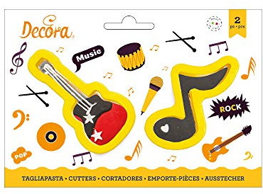 Decora 0255209 AUSSTECHER AUS KUNSTSTOFF NOTE UND GITARRE 2-TLG