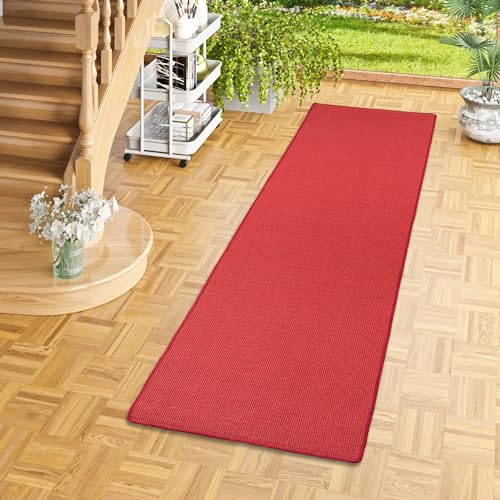 Snapstyle Sisal Natur Läufer Teppich Astra Rot in 9 Größen