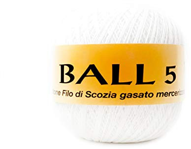 Ball gomitoli di filo di scozia da 100gr per lavori a uncinetto centrini pizzi tombolo n5 bianco