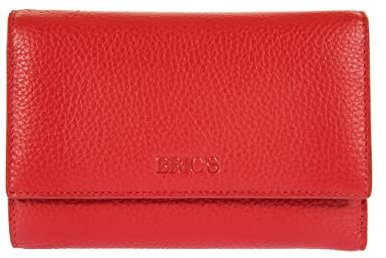 Bric's Marmolada Horizontales Damen-Portemonnaie aus Leder mit RFID-Schutz, Geldscheinfach, 12 Kartenfächer und Münzfach, Größe: 15cm x 10cm x 3,5cm, Rot