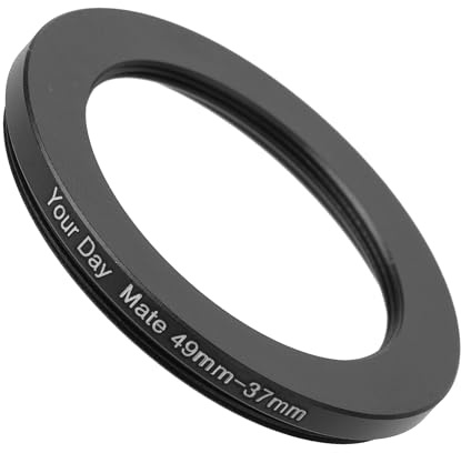Step Down Ring, 1 Stück, Ø 49 auf 37 mm Durchmesser, Ultra Slim, Aluminium Einfassung, für Ø 49 mm Objektiv und Ø 37 mm Filter, Adapter Ring, Filteradapter Stepdown Kamera, Step-Down Objektiv Camera