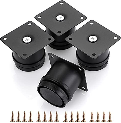 IGNPION 2 Edelstahl Möbel Beine Füße Metall Schrank Beine, verstellbare Runde Metall Möbel Ersatz Beine Ecke Füße Schwere Pflicht Tisch Bein Extender für Sofa Couch Stuhl, Schwarz