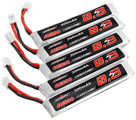 KINGDUO 5Pcs 3.8V 300mAh 40/80C 1S HV 4.35V PH2.0 Lipo Batterie pour Happymodel Mobula6 Eachine TRASHCAN Snapper6 7 Mobula7
