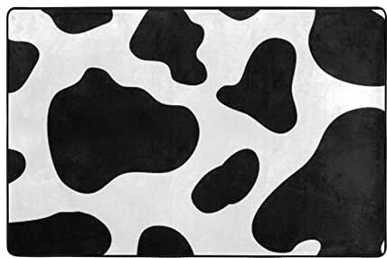 FFLSDR Teppich Kuhfleck Bedruckte Weiche Fußmatte Großer Teppich Anti-Rutsch-Bodenmatte Für Wohnzimmer, Schlafzimmer 91 x 60 cm