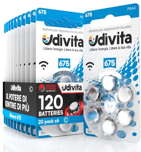 120 Batterie Per Apparecchi Acustici Udivita Tipo Pile 675