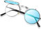 Frienda Aufklappbare Steampunk Sonnenbrille (Silber Rahmen, Blaue Linse)