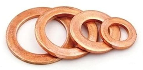 Lot de 10 rondelles d'étanchéité plates en cuivre de 8 mm x 12 mm x 1 mm - Forme A DIN 7603 A