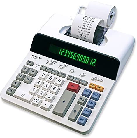 Sharp 12-Digit Printing Calculator with Extra Large 10-Digit Option, 8.0 LPS Thermal Printer, No Ink Required, Full-Sized Keyboard, Easy Paper Load (ELT3301)