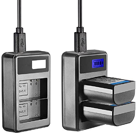 Chargeur de batterie 2 ports + chargeur LCD pour Nikon D500 D600 D800 D800E D7000 D7100