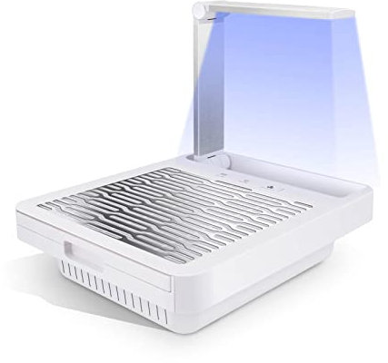 Aspirateur Ongle avec Séchoir à Ongles et Lampe de Bureau, Aspiration Réglable, Professionnelle Onglerie Aspirateur Collecteur de Poussière Ventilateur avec Filtre Remplaçable, NDC6