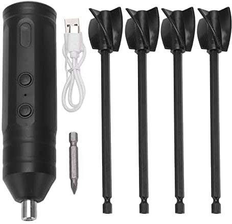 Epoxidharz-Mischer Hand-Epoxid-Mischer-Paddel Handbatterie-Epoxid-Mischer mit 4-Teiligem Ersatzstab für Harzformen Harzzubehör Epoxidharz Silikonformen DIY-Handwerk (Schwarz)