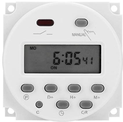 Marhynchus Digitales Zeitschaltrelais CN101A DC 12V Mini-LCD-Digital-Mikrocomputer-Steuerungs-Zeitschaltuhr Wandschalter Weiß